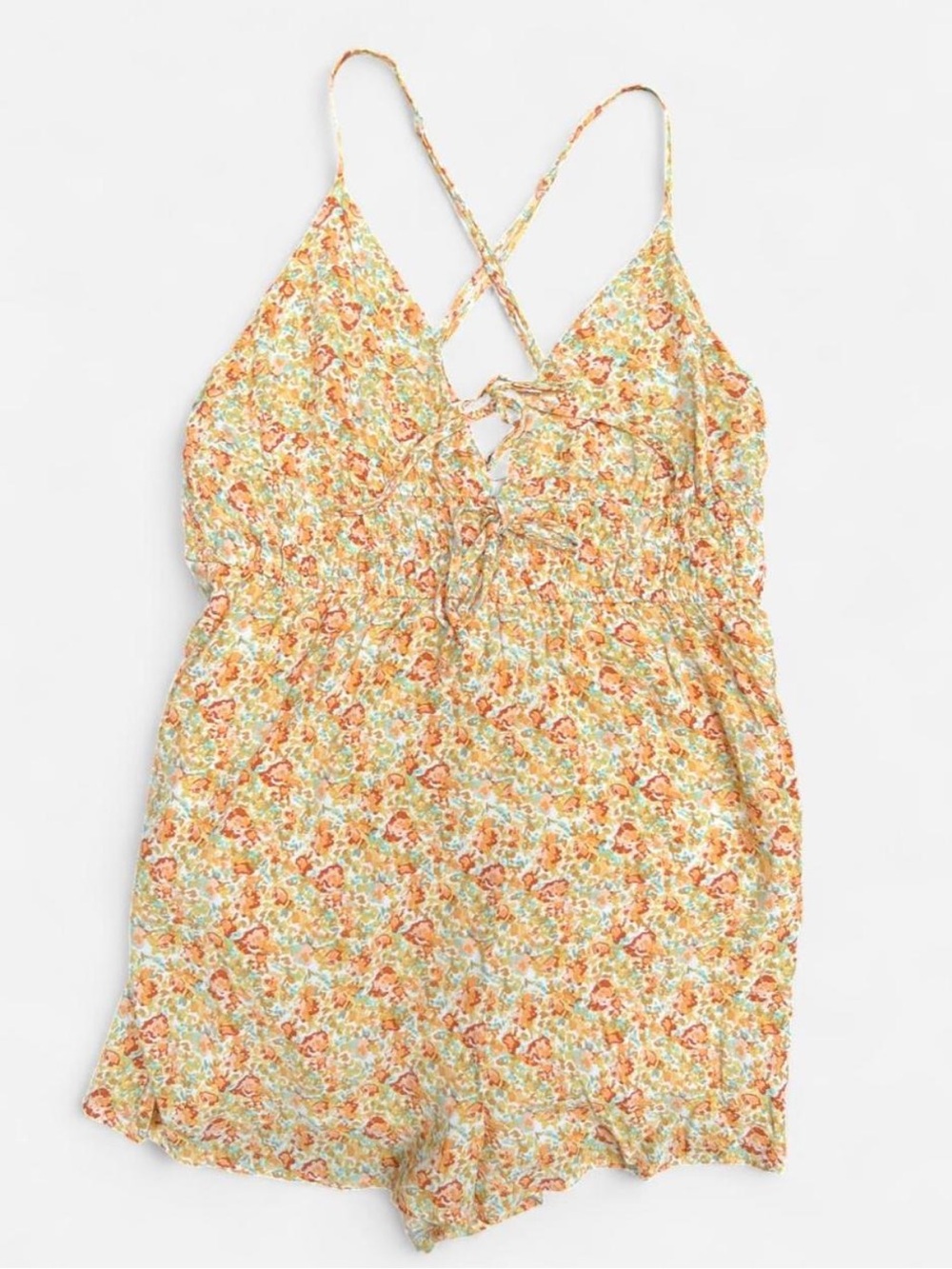 Garage Floral V-Neck Tie-Front Women's Romper in Multi-Color